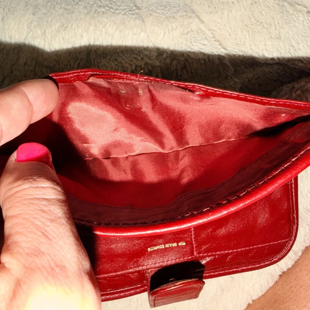 Vintage 80s PAZZO checkbook, coin, purse, wallet, red, cowhide, soft leather